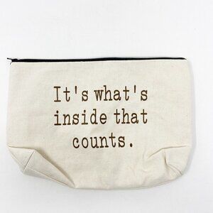 It's What's Inside That Counts Canvas Makeup Zip Top Bag